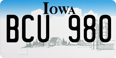 IA license plate BCU980