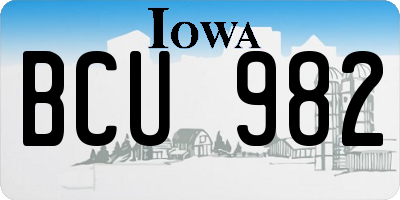 IA license plate BCU982
