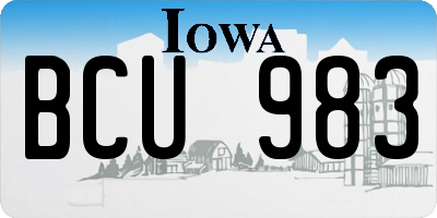 IA license plate BCU983