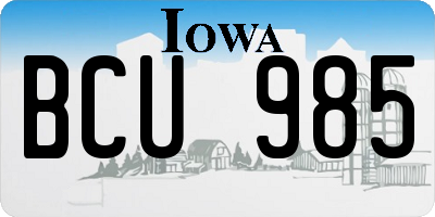 IA license plate BCU985