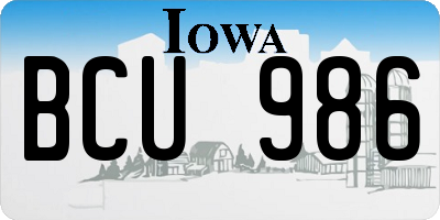 IA license plate BCU986