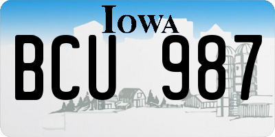 IA license plate BCU987