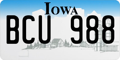 IA license plate BCU988
