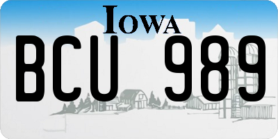 IA license plate BCU989