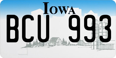 IA license plate BCU993