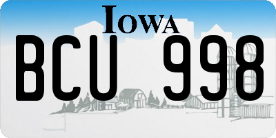 IA license plate BCU998