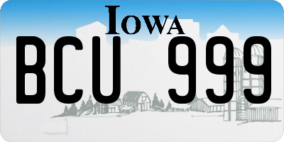 IA license plate BCU999