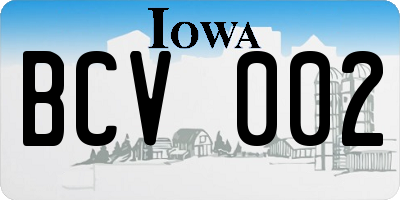 IA license plate BCV002