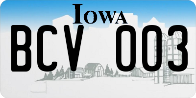 IA license plate BCV003