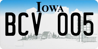IA license plate BCV005