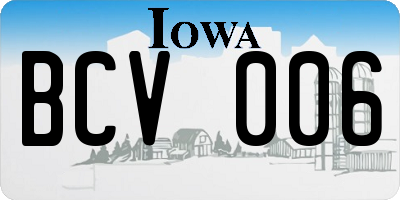 IA license plate BCV006