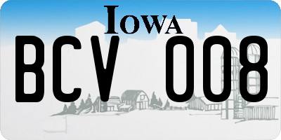 IA license plate BCV008