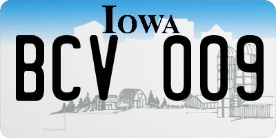 IA license plate BCV009