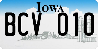 IA license plate BCV010