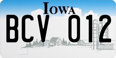 IA license plate BCV012