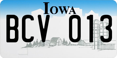 IA license plate BCV013