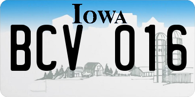 IA license plate BCV016