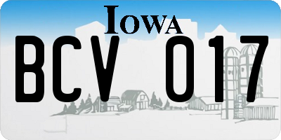IA license plate BCV017