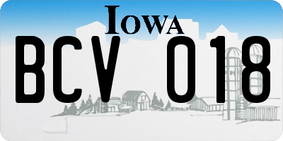 IA license plate BCV018