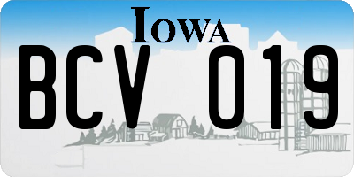 IA license plate BCV019