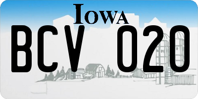 IA license plate BCV020