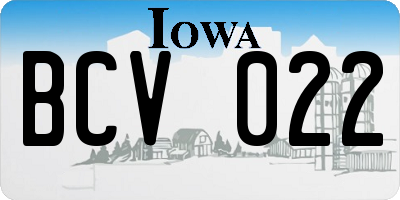 IA license plate BCV022