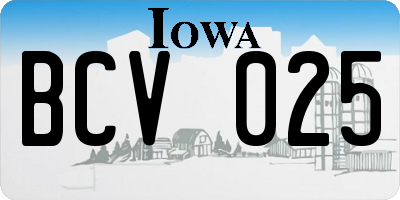 IA license plate BCV025