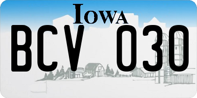 IA license plate BCV030