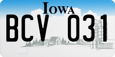 IA license plate BCV031