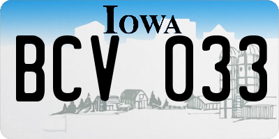 IA license plate BCV033
