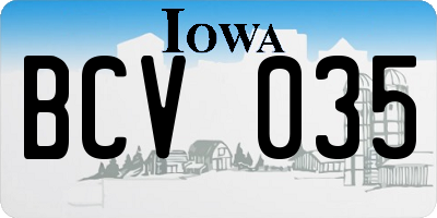 IA license plate BCV035