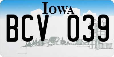 IA license plate BCV039