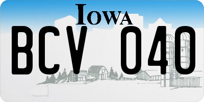IA license plate BCV040