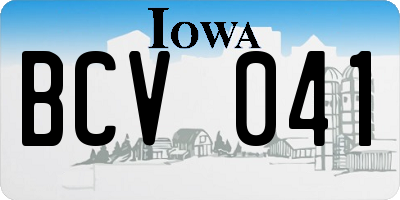 IA license plate BCV041