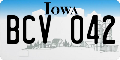 IA license plate BCV042