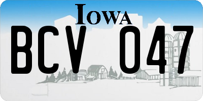 IA license plate BCV047