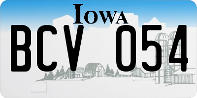 IA license plate BCV054