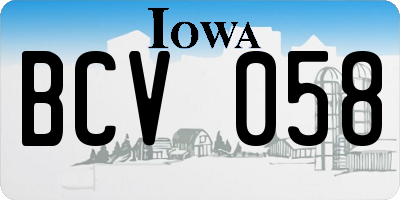 IA license plate BCV058