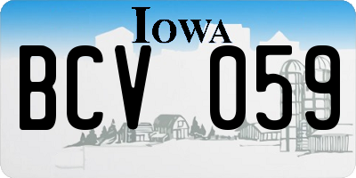 IA license plate BCV059