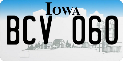 IA license plate BCV060