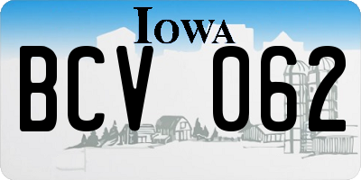 IA license plate BCV062