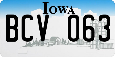 IA license plate BCV063