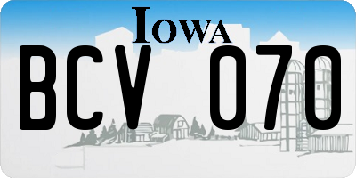 IA license plate BCV070