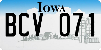 IA license plate BCV071
