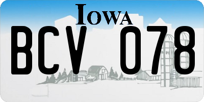IA license plate BCV078