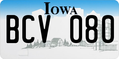 IA license plate BCV080