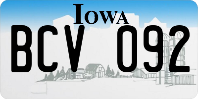 IA license plate BCV092