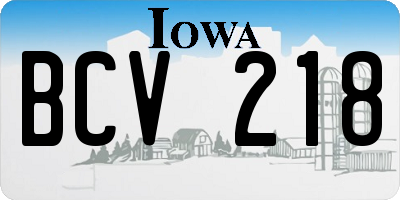 IA license plate BCV218