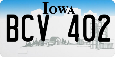IA license plate BCV402