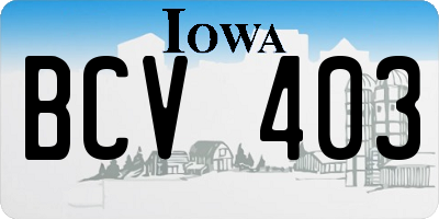 IA license plate BCV403